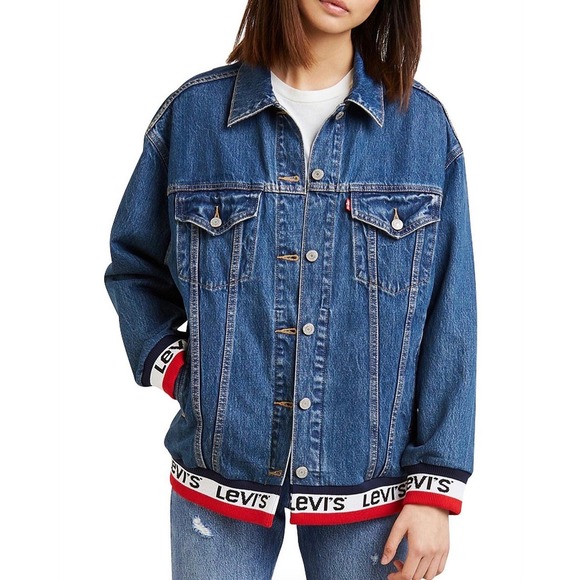 Levi's Jackets & Blazers - Levi's Premium Women's Medium Baggy Sport Tape Trucker Jacket Oversized Denim